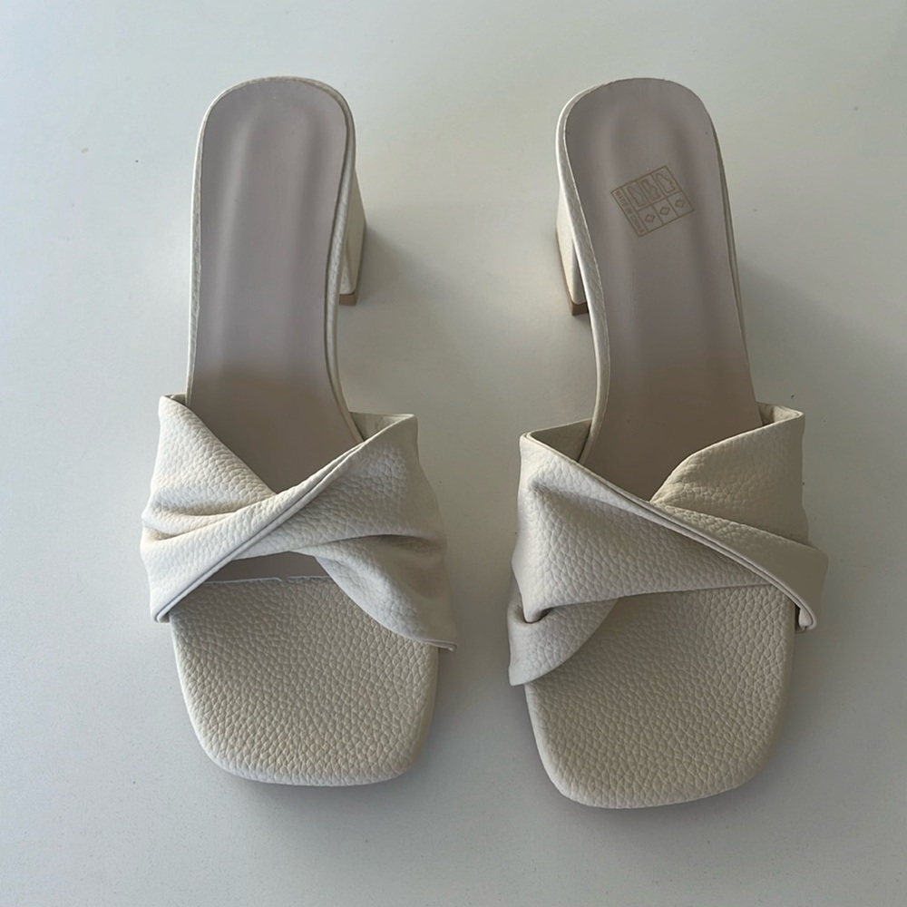 Cream Block Heels
